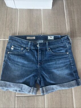 AG Adriano Goldschmied Indigo Blue Rolled-Cuff Denim Shorts